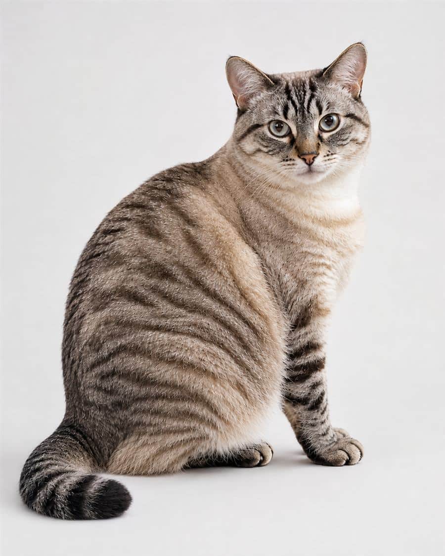 Cookie, chat tigré assis, de profil
